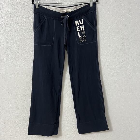 Y2K Ruehl No. 925 Blue Sweatpants Women’s Small Low Rise Drawstring Logo - Picture 1 of 9